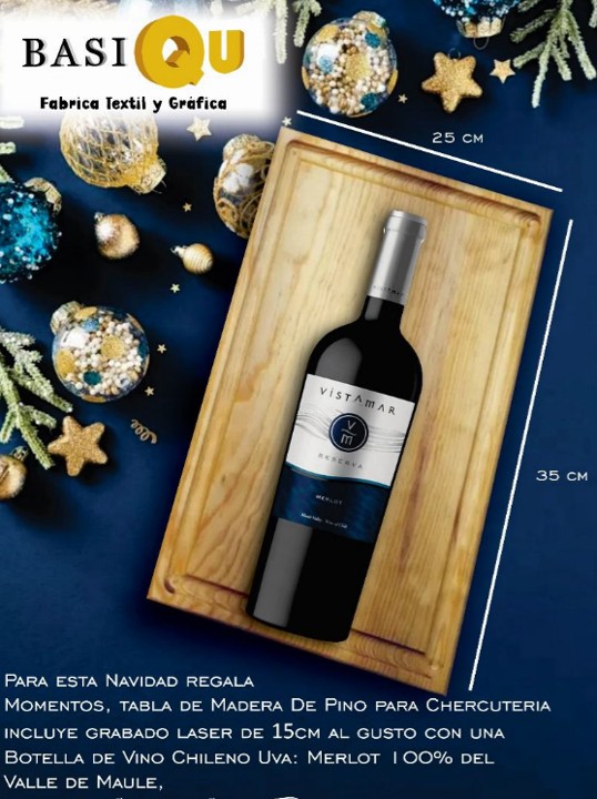 TABLA-PLATO DE MADERA CON BOTELLA